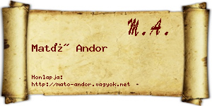 Mató Andor névjegykártya